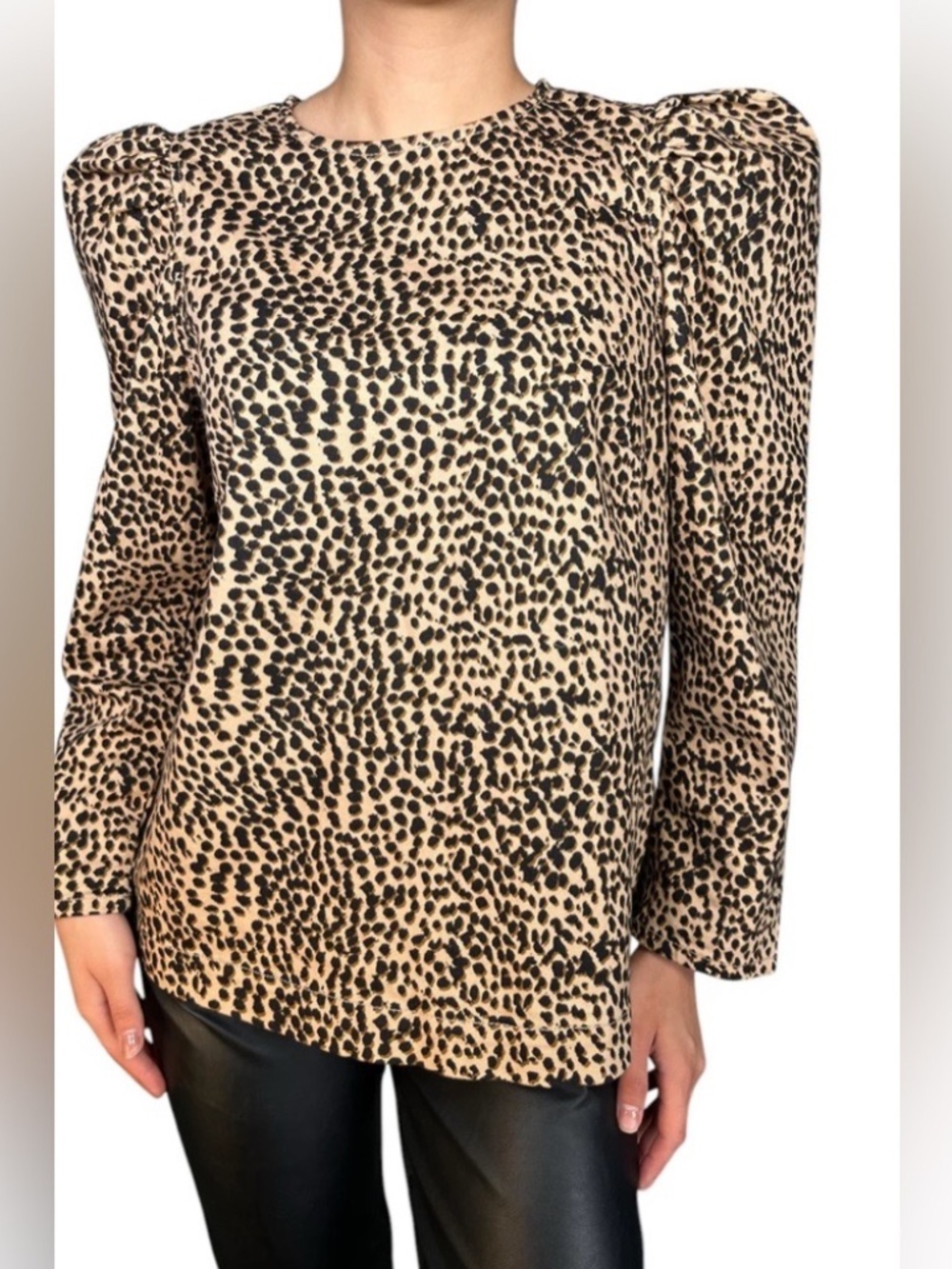 Ulla Johnson Puff Sleeve Leopard Blouse  - Size 10